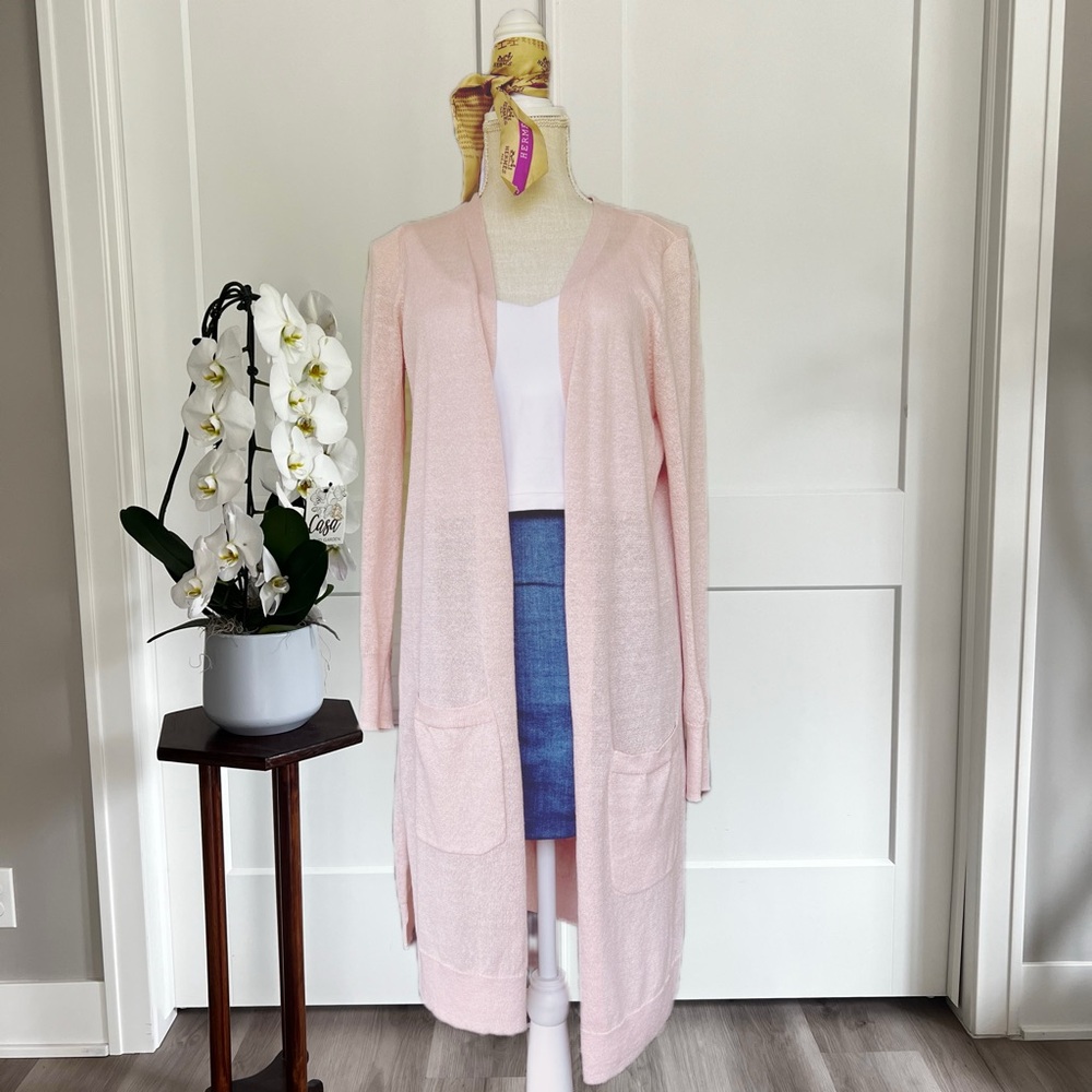 Halogen Women's Pink Linen Blend Cardigan Sweater